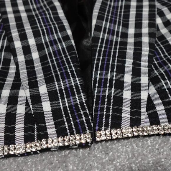 Forever 21 Cropped Jacket Blazer Women's Medium Multicolor Plaid Beaded Hem - Picture 4 of 12